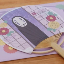 Maison Ghibli Bamboo Fan & Letter Set No Face With Flower - Spirited Away