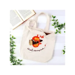 Outlet Maison Ghibli Embroidery Canvas Tote Bag Calcifer In A Hurry - Howl'S Moving Castle