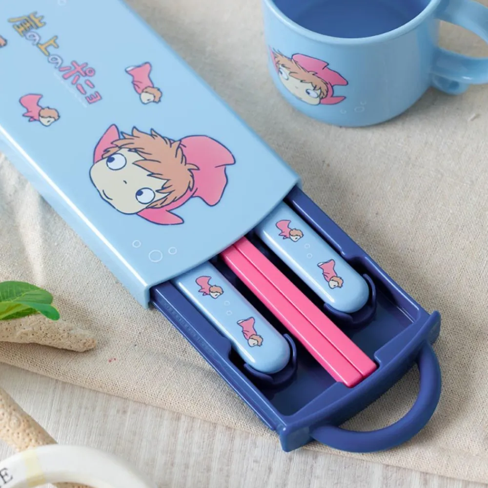 Online Maison Ghibli Set Chopsticks Spoon Fork Ponyo In The Ocean - Ponyo On The Cliff